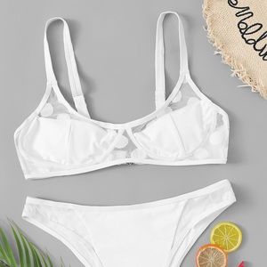 White Dot mesh swim bikini set - Bride to Be